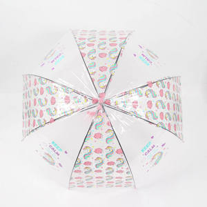 <span class=keywords><strong>Parapluie</strong></span> transparent <span class=keywords><strong>licorne</strong></span> de dessin animé pour adultes enfants simple longue poignée avec logo imprimé mignon en polyester - Product Image 6