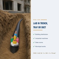 Câble en cuivre blindé basse tension à 5 conducteurs pour la construction de centres de tourisme ruraux, câble d'alimentation, câble à âme en cuivre toronné