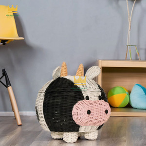 Panier de rangement en rotin en forme de vache, écologique, tissé à la main, décoration d'intérieur, design animalier, artisanat vietnamien - Product Image 5