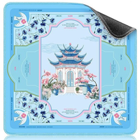 Tapis de Mahjong Moderne de Luxe Antidérapant en Caoutchouc à Motifs Floraux pour Jeux de Cartes et de Tuiles, Couverture de Table Anti-Bruit, Couleurs Pastel pour le Divertissement