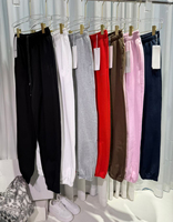 Pantalon de survêtement pour femme, automne, avec revers, léger, respirant, écologique, anti-humidité, coupe ample, taille haute élastique, logo latéral