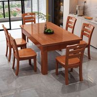 Table à manger rectangulaire en bois massif de style chinois pour petit appartement ou hôtel, design moderne et simple en bois massif épaissi, Chine