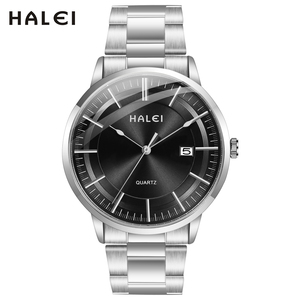 Drop Shipping HALEI Men's Quartz Watch Stainless Steel Band Gold Silver Two-Tone Round Dial Business Elegant StyleJapanese Move - Product Image 5