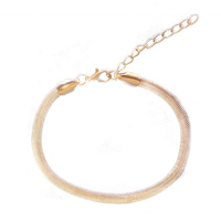 Dainty 18k Plaqué Or Pieds Bijoux Plat Serpent Cheville Femmes Élégant Chevrons Chaîne Cheville