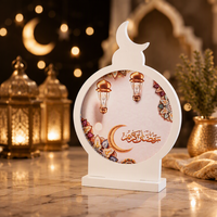 Nouvelle lampe de nuit LED 2026, décoration de table en bois, Eid Mubarak, Ramadan, lampe lune étoile, lanterne