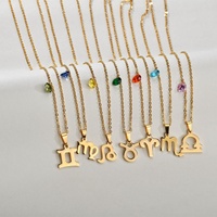 Collar con Colgante de Piedra de Nacimiento de Circonita, Chapado en Oro de 18K, Multicolor, Económico, para Mujer, con Signo Zodiacal Brasileño, XRNH4