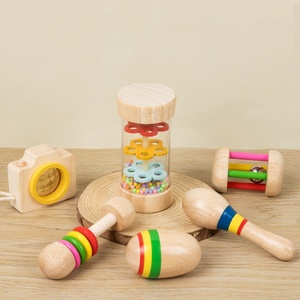 Jouets éducatifs Montessori pour enfants, ensemble de jouets en bois, hochet à main pour apaiser et stimuler la préhension, hochet pour bébés - Product Image 4