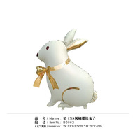 Ballons en aluminium jetables écologiques à motif cœur mat pour Pâques, décorations de fête d'anniversaire ou de baby shower avec lapin de dessin animé