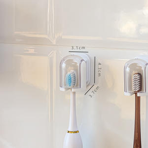 <span class=keywords><strong>Wall</strong></span>-Mounted Household <span class=keywords><strong>Toothbrush</strong></span> Titular Ventosa Pull Design PC Material Cinza Prova para Banheiro Cozinha Armazenamento Organizer - Product Image 6