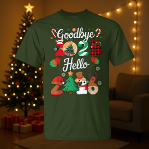 Adiós 2025, Hola 2026, Camiseta familiar navideña a juego - Product Image 3