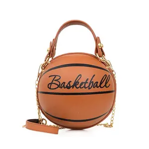 Toptan basketbol şekli çanta şekli yüksek kaliteli PU Crossbody zincir çantalar çantalar ve çanta kadınlar için