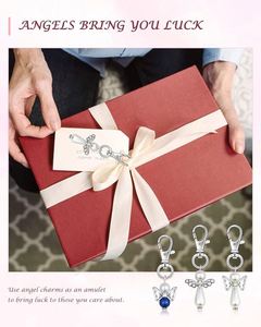 Porte-clés ange gardien avec pierre de naissance, livraison porte-à-porte, vente en gros, cadeau de mariage, cadeau de baptême pour femmes, prêt à expédier - Product Image 6