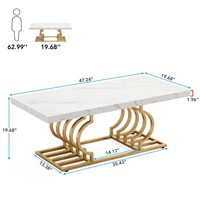Tribesigns Drop Ship Géométrique Or Cadre Rectangulaire Centre Thé En Bois Moderne De Luxe Faux Marbre Café Tables De Cocktail