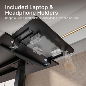 Jh-mech Bàn Mở rộng khay với lưu trữ chủ sở hữu bề mặt không thấm nước Matte <span class=keywords><strong>Black</strong></span> Heavy-Duty kẹp bàn Extender kệ - Product Image 2