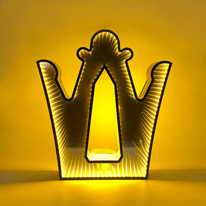 Type <b>Light</b> <b>Led</b> Illuminated <b>Bar</b> Stand Ace Of Spades Shape Mirrored Yellow <b>Light</b> Wine Rack For Party Modern Design - Product Image 1