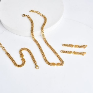 Conjunto de Joyería de Cadena de Acero Inoxidable Personalizado, Collares de Cadena Cubana Gruesa Estilo Miami - Product Image 2