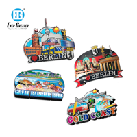 Souvenir de voyage écologique Melbourne Aimant de réfrigérateur Autocollants magnétiques en bois multicouche imprimés sur mesure avec dôme époxy 3D