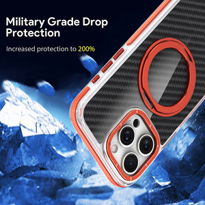 High Quality Carbon <strong>Fiber</strong> 360 Degree Rotating Ring Magnetic Mobile Phone Cover with Stand Protective Cell Phone Case - Product Image 6
