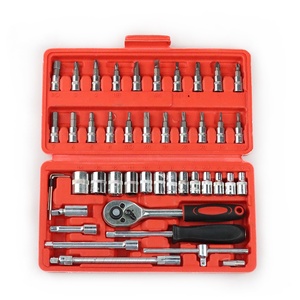 46pcs <strong>1</strong>/4&quot; Factory Price Carbon Steel Zinc Plated Combination Bicycle Repairing Hand Tools <strong>Socket</strong> <strong>Wrench</strong> <strong>Set</strong> With Portable Case - Product Image 1