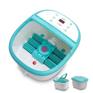 Mimir Multifunctional Automatic Heating Bubble Foot Spa Massager Spa Supplier With 6 Motorized Shiatsu Massaging Rollers