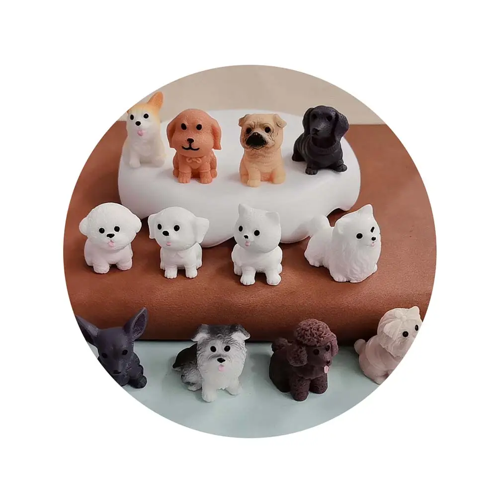 Resin Mini Dog Pet Figurines 100Pcs Cartoon Dog Animals Miniature Ornaments Fairy Garden Accessories For Landscape Home Decor