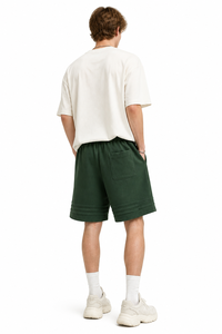 Wholesale <strong>Men</strong> Heavy Twill Casual <strong>Shorts</strong> Elastic Drawstring Waist Straight Fit <strong>Knee</strong> <strong>Length</strong> Khaki Streetwear Work <strong>Shorts</strong> OEM Logo - Product Image 3