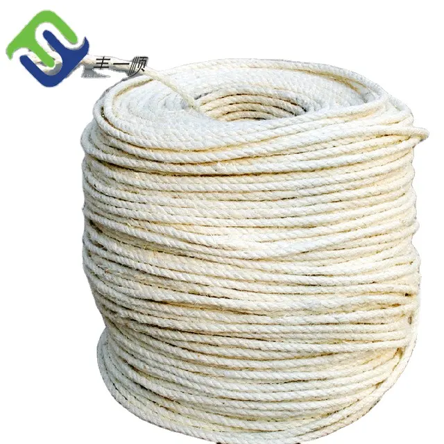 Cuerda de sisal OEM de 3/4 hilos, cuerda de sisal blanca blanqueada de 6-12mm para juguetes para mascotas, árbol trepador para gatos