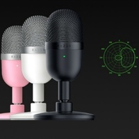 Microphone filaire USB Ra Zer Seiren pour mini PC de jeu, avec lumières LED, interface XLR, directivité figure-8, noir et blanc, léger