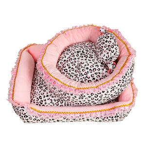 LY prenses tarzı leopar baskı küçük köpekler ve kediler için Pet yatak dantel Trim çıkarılabilir yastık ile 4 sezon yıkanabilir köpek yatağı - Product Image 1