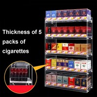 Vitrine à tabac en acrylique transparent avec poussoirs automatiques, présentoir commercial pour les magasins de proximité