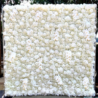 Mur de fleurs artificielles 5D DKB de haute qualité en soie, blanc ivoire, 8x8 pieds, idéal pour les mariages, les fêtes et la décoration intérieure