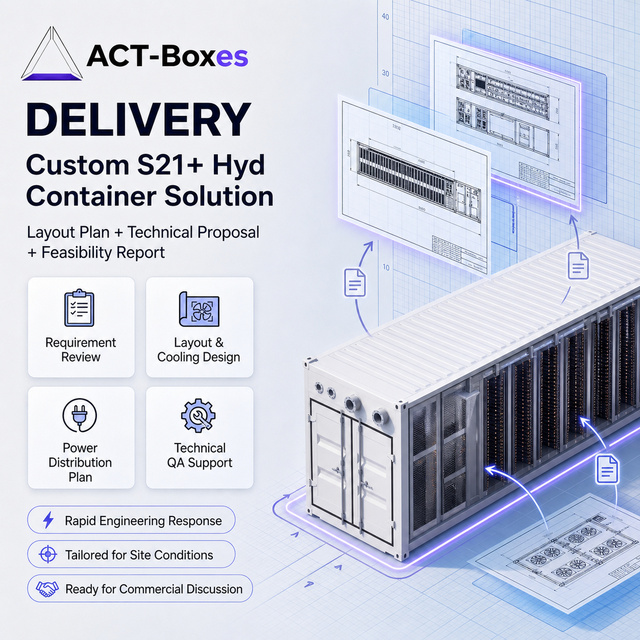 ACT 40ft Hydro Cooling Mining Container for Antminer S21 Hyd 1.44MW Turnkey System for Commercial Bitcoin Mining Farms