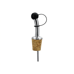 Tapón de corcho para botellas con boquilla metálica y mango negro para botellas de vino - Product Image 2