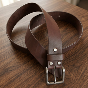 <b>Men's</b> BS INTERNATIONAL Fashionable Genuine Cow Hide Rectangular Pin Steel <b>Buckle</b> Vintage European Style Durable Eco-Friendly - Product Image 3