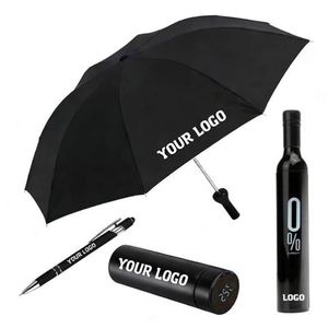 LC683 Customized Printing Logo Travel Rainy Sunny <b>Umbrella</b> Advertise Business Promotion Custom Foldable Wine Bottle <b>Umbrellas</b> - Product Image 1