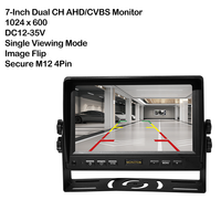 Monitor de Doble Canal de 7 Pulgadas con Sistema de Entrada de Video 1080P/720P, DC12-35V, para Monitoreo Multicanal de Punto Ciego en Vehículos