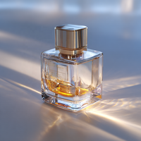 Flacon de parfum rectangulaire 30ml 50ml en verre avec bouchon doré et atomiseur