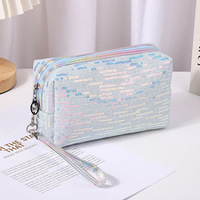 Sacs à cosmétiques écologiques personnalisés pour femmes Pochette à maquillage de voyage à paillettes avec fermeture à glissière Trousse de maquillage dame réutilisable pour les voyages