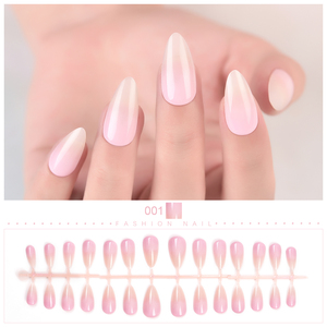 28 faux ongles amande français peints à presser, en ABS, couvrance totale, amovibles, pour manucure acrylique et gel - Product Image 3