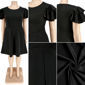 Abiti da <span class=keywords><strong>Donna</strong></span> Best-Seller <span class=keywords><strong>Taglie</strong></span> Forti, Vestiti Monocolore con Volant a Maniche Corte, Eleganti Abiti da Sera a Linea A - Product Image 5