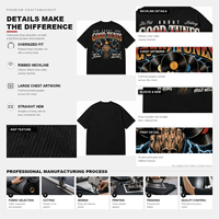 T-shirt graphique noir oversize, motif crâne et main imprimés vinyle « Good Tunes », manches courtes, coton épais, néon, unisexe, streetwear musical