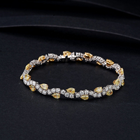 Nouveau Design 18K Poire Forme Diamant Tennis Bracelet 18K Bijoux En Or Massif Jaune Fantaisie Cur Diamant Bracelet
