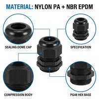 Presse-étoupe en nylon étanche OUORO PG48 IP68 PA 37-44mm Noir Blanc