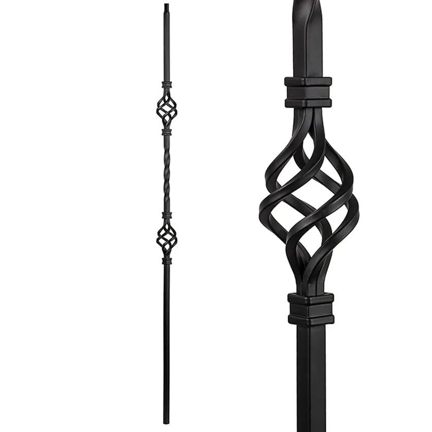 Decorative Indoor Matt Black Hollow hollow iron basket balusters Satir Balusters Wrought Iron Spindles