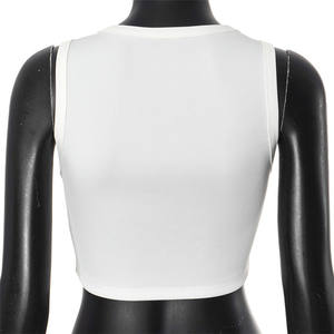 خطابات فروي مضلع تانك قمم المحاصيل النساء س الرقبة بلا أكمام ضئيلة Y2K الشارع الشهير أزياء تيشيرتات سترات الصيف المحملات - Product Image 6