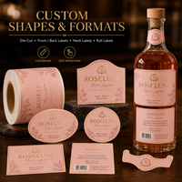 Étiquettes de bouteilles de vin de luxe personnalisées, autocollantes, imperméables, en papier texturé, avec dorure à chaud et découpe, pour emballage de vin