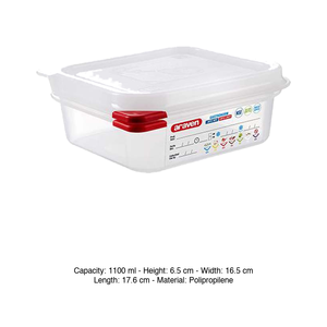 Polypropylene GN 1/6 Food Pan 17.6 × 16.5 × 6.5 h cm, with Lid, -40/+95 °C Araven - Product Image 3