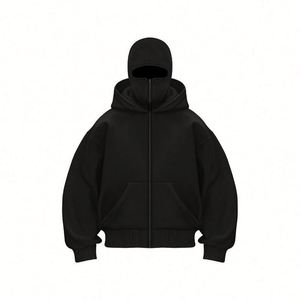 Autumn Winter Double Hat DIY Ins Hooded Zipper Sweatshirt <b>Jacket</b> for Men Women - Product Image 2