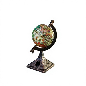 Globo Terráqueo Tradicional de Escritorio, Metálico, Redondo, Giratorio, Decorativo, con Diseño de Mapa del Mundo, Tema de Cultura Extranjera - Product Image 5