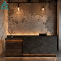 Comptoir de réception de salon noir brillant, comptoir incurvé, aménagement intérieur de boutique de beauté, unité de service professionnelle